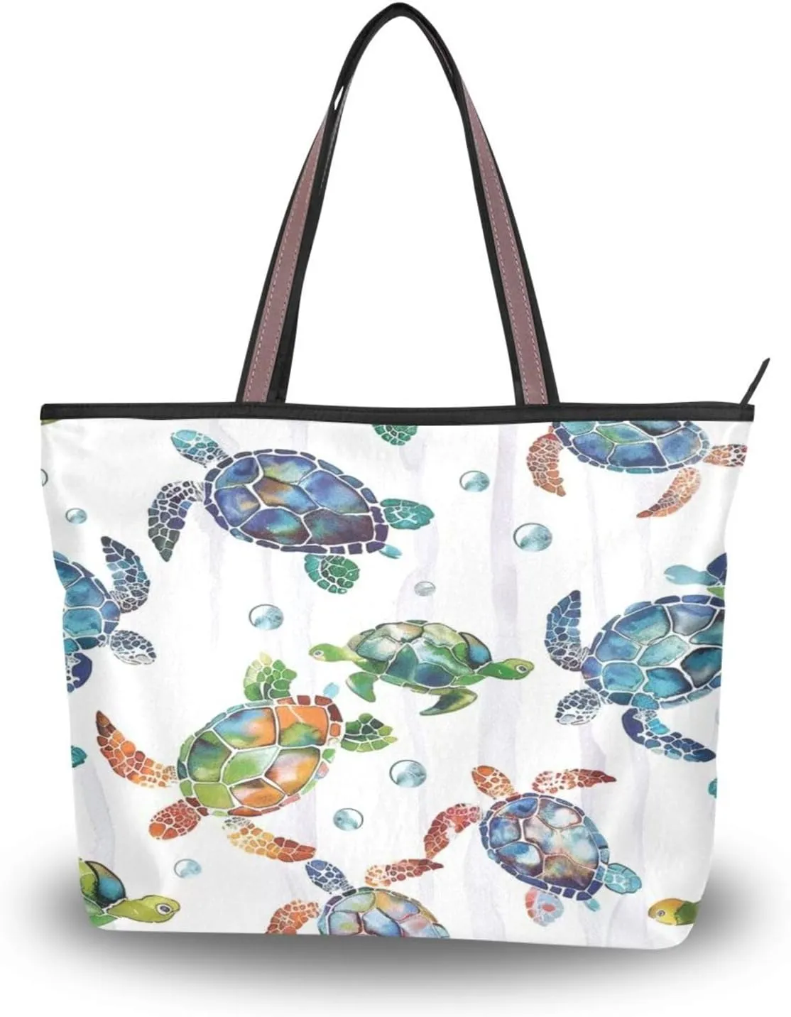 JSTEL Tote Bag for Women with Zipper,Polyester Tote Purse Holiday Tote Bag Work Handbag Women Gift