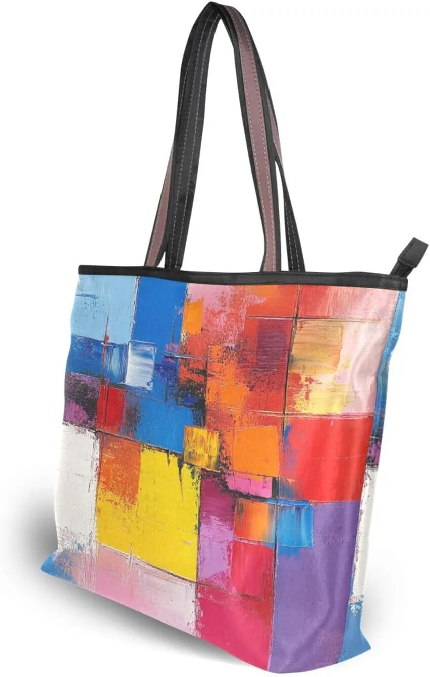 JSTEL Tote Bag for Women with Zipper,Polyester Tote Purse Holiday Tote Bag Work Handbag Women Gift