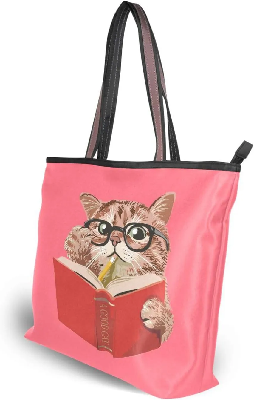 JSTEL Tote Bag for Women with Zipper,Polyester Tote Purse Holiday Tote Bag Work Handbag Women Gift