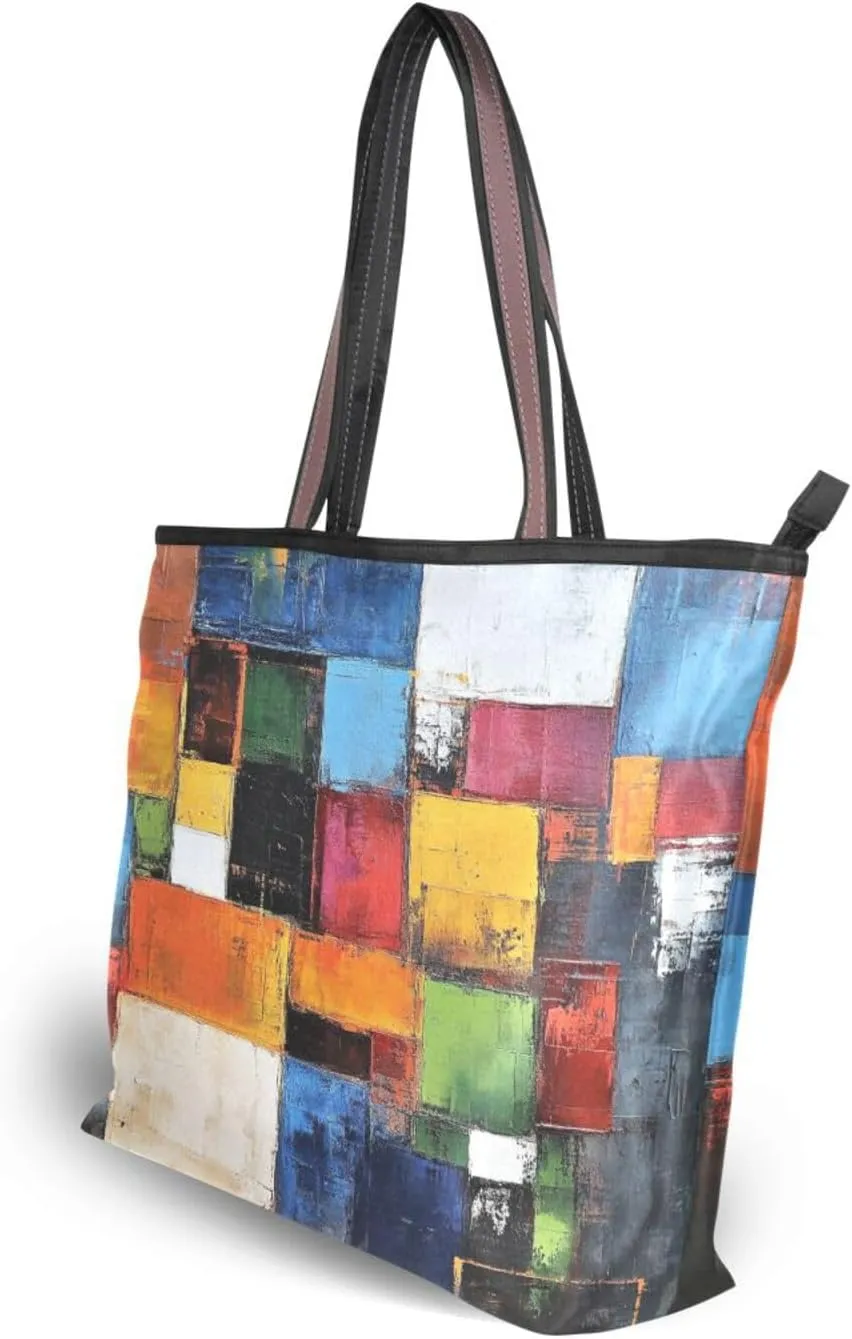 JSTEL Tote Bag for Women with Zipper,Polyester Tote Purse Holiday Tote Bag Work Handbag Women Gift