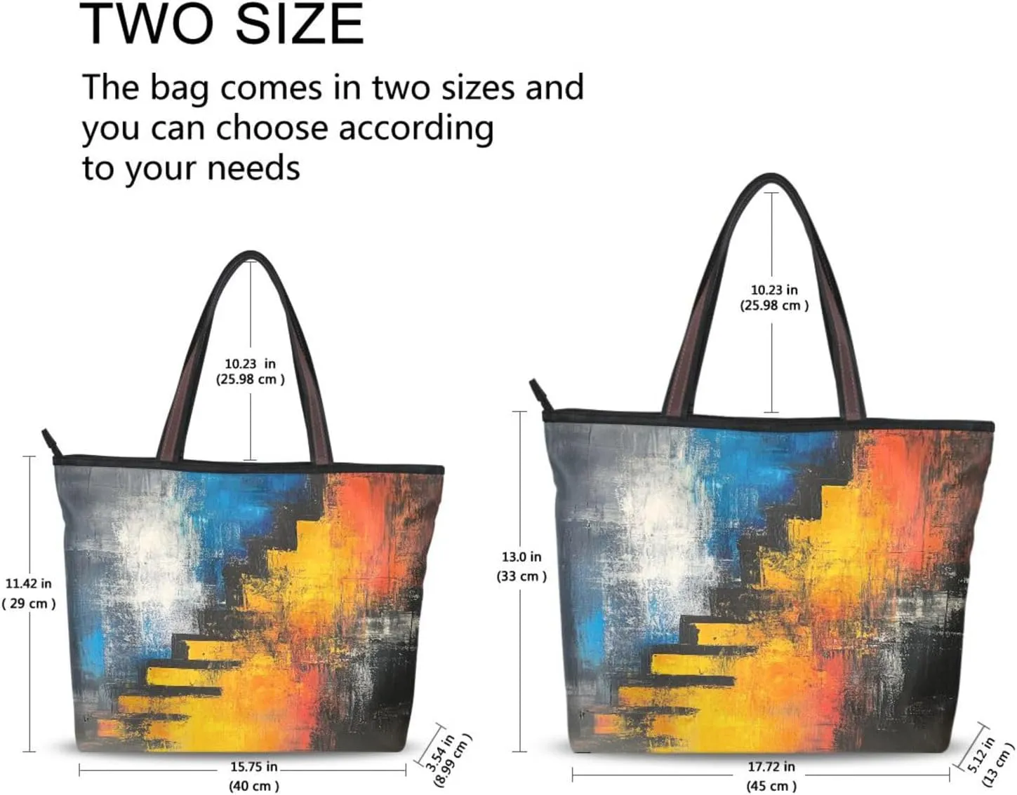 JSTEL Tote Bag for Women with Zipper,Polyester Tote Purse Holiday Tote Bag Work Handbag Women Gift