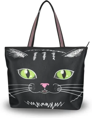 JSTEL Tote Bag for Women with Zipper,Polyester Tote Purse Holiday Tote Bag Work Handbag Women Gift