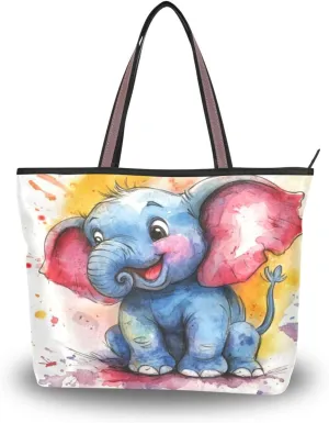 JSTEL Tote Bag for Women with Zipper,Polyester Tote Purse Holiday Tote Bag Work Handbag Women Gift