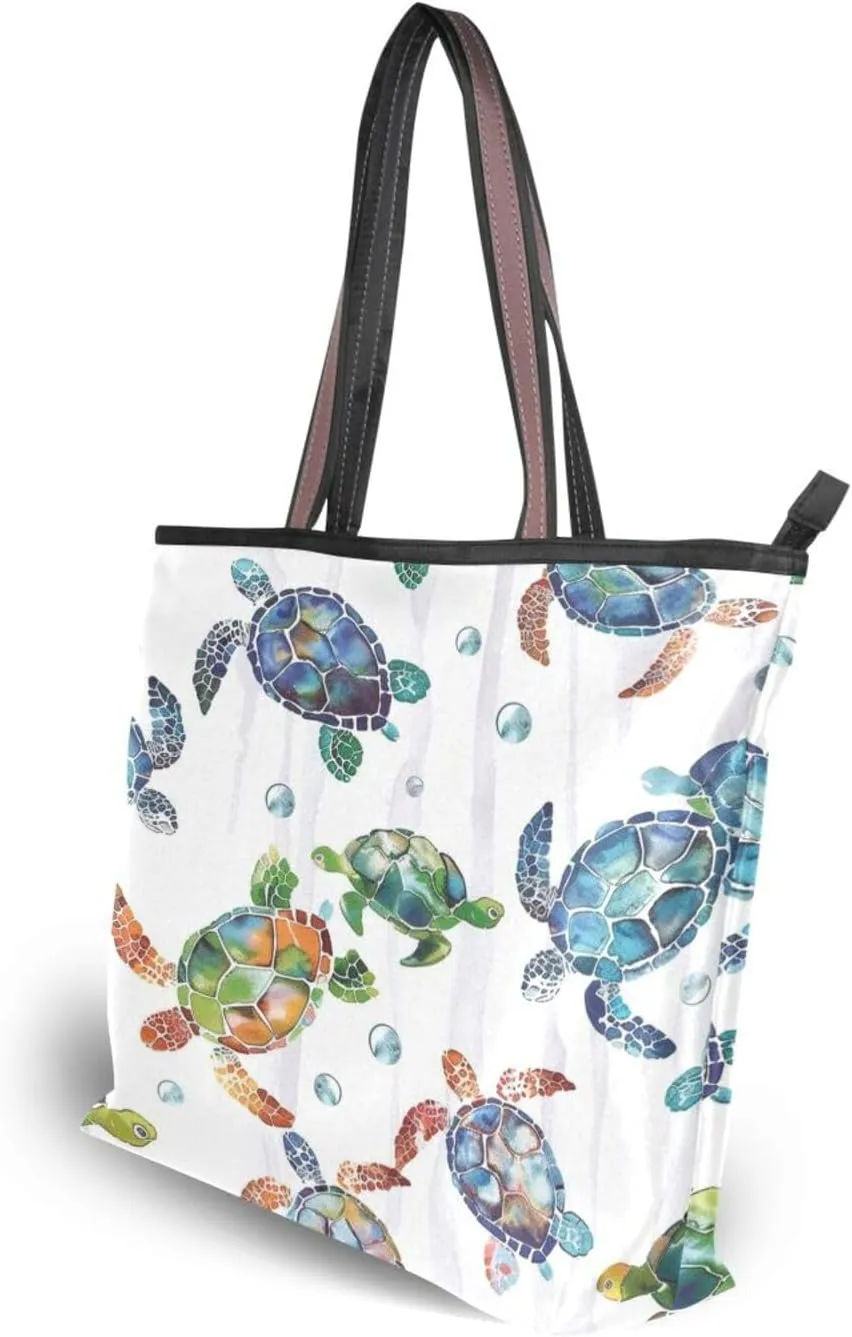 JSTEL Tote Bag for Women with Zipper,Polyester Tote Purse Holiday Tote Bag Work Handbag Women Gift