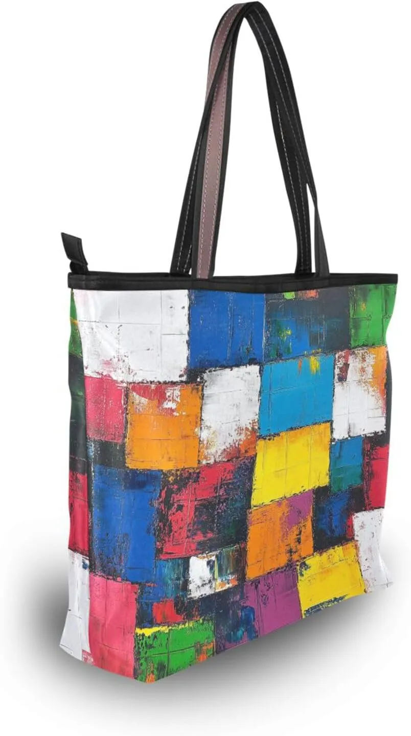 JSTEL Tote Bag for Women with Zipper,Polyester Tote Purse Holiday Tote Bag Work Handbag Women Gift