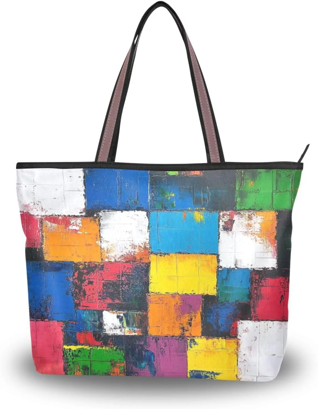 JSTEL Tote Bag for Women with Zipper,Polyester Tote Purse Holiday Tote Bag Work Handbag Women Gift