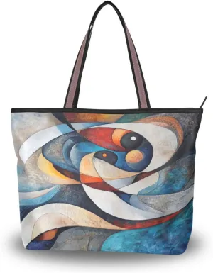 JSTEL Tote Bag for Women with Zipper,Polyester Tote Purse Holiday Tote Bag Work Handbag Women Gift