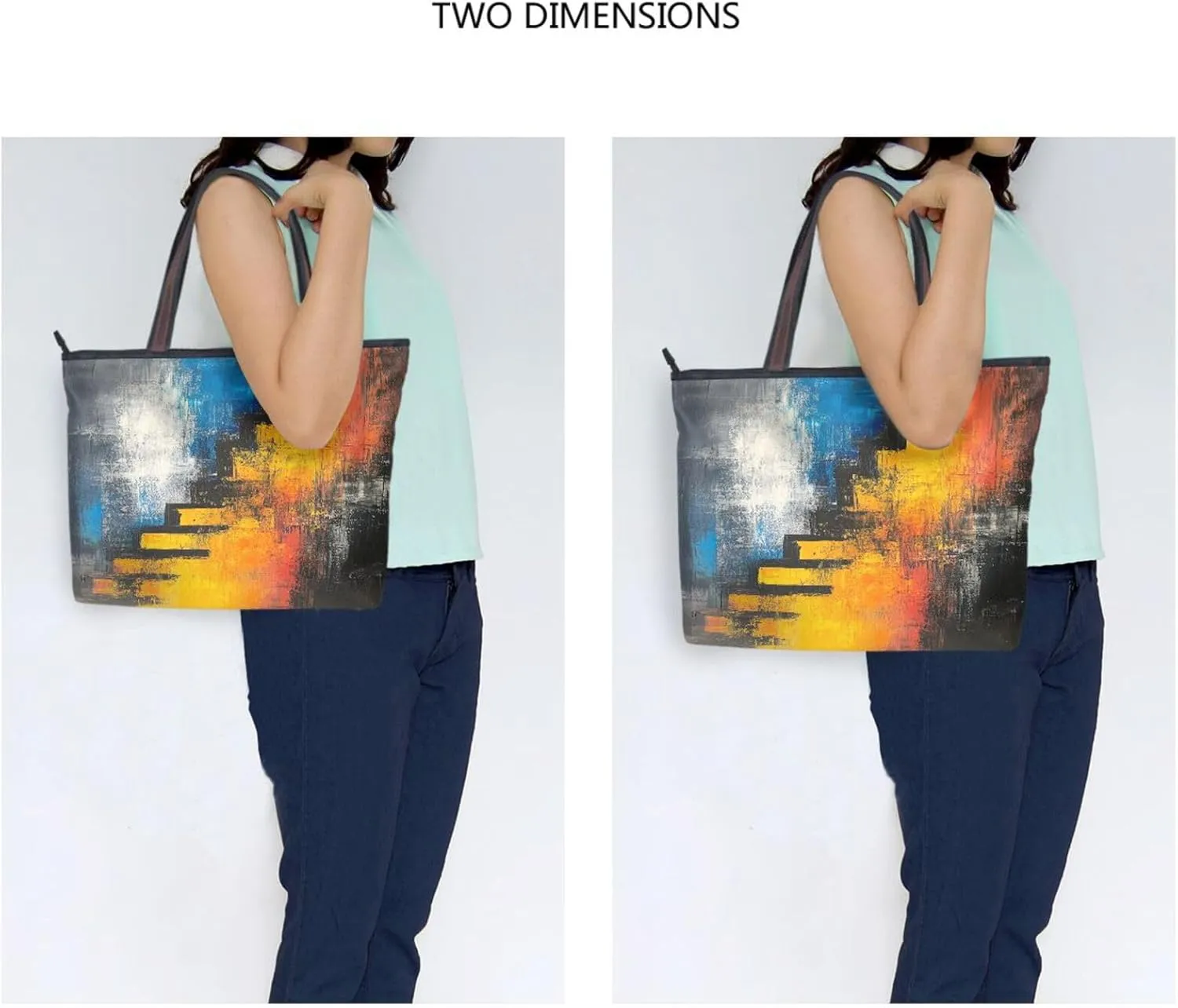JSTEL Tote Bag for Women with Zipper,Polyester Tote Purse Holiday Tote Bag Work Handbag Women Gift