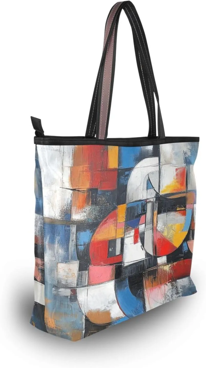 JSTEL Tote Bag for Women with Zipper,Polyester Tote Purse Holiday Tote Bag Work Handbag Women Gift
