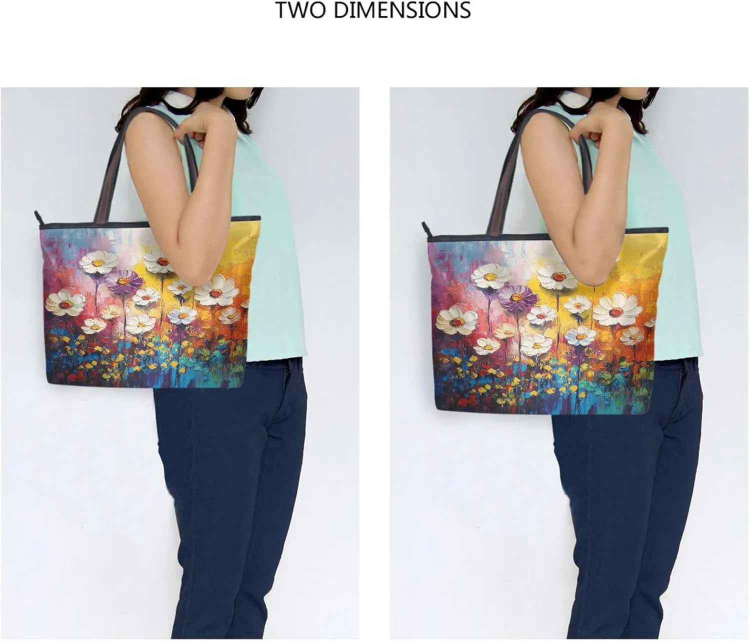 JSTEL Tote Bag for Women with Zipper,Polyester Tote Purse Holiday Tote Bag Work Handbag Women Gift