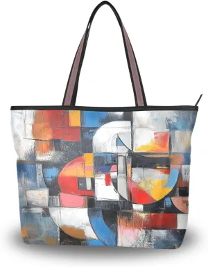 JSTEL Tote Bag for Women with Zipper,Polyester Tote Purse Holiday Tote Bag Work Handbag Women Gift