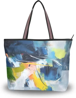 JSTEL Tote Bag for Women with Zipper,Polyester Tote Purse Holiday Tote Bag Work Handbag Women Gift