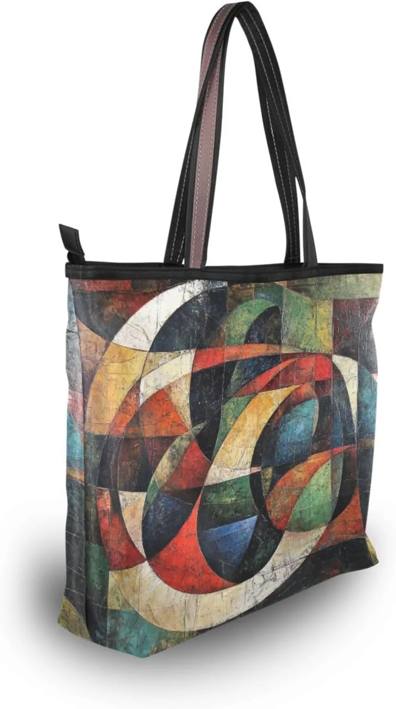 JSTEL Tote Bag for Women with Zipper,Polyester Tote Purse Holiday Tote Bag Work Handbag Women Gift