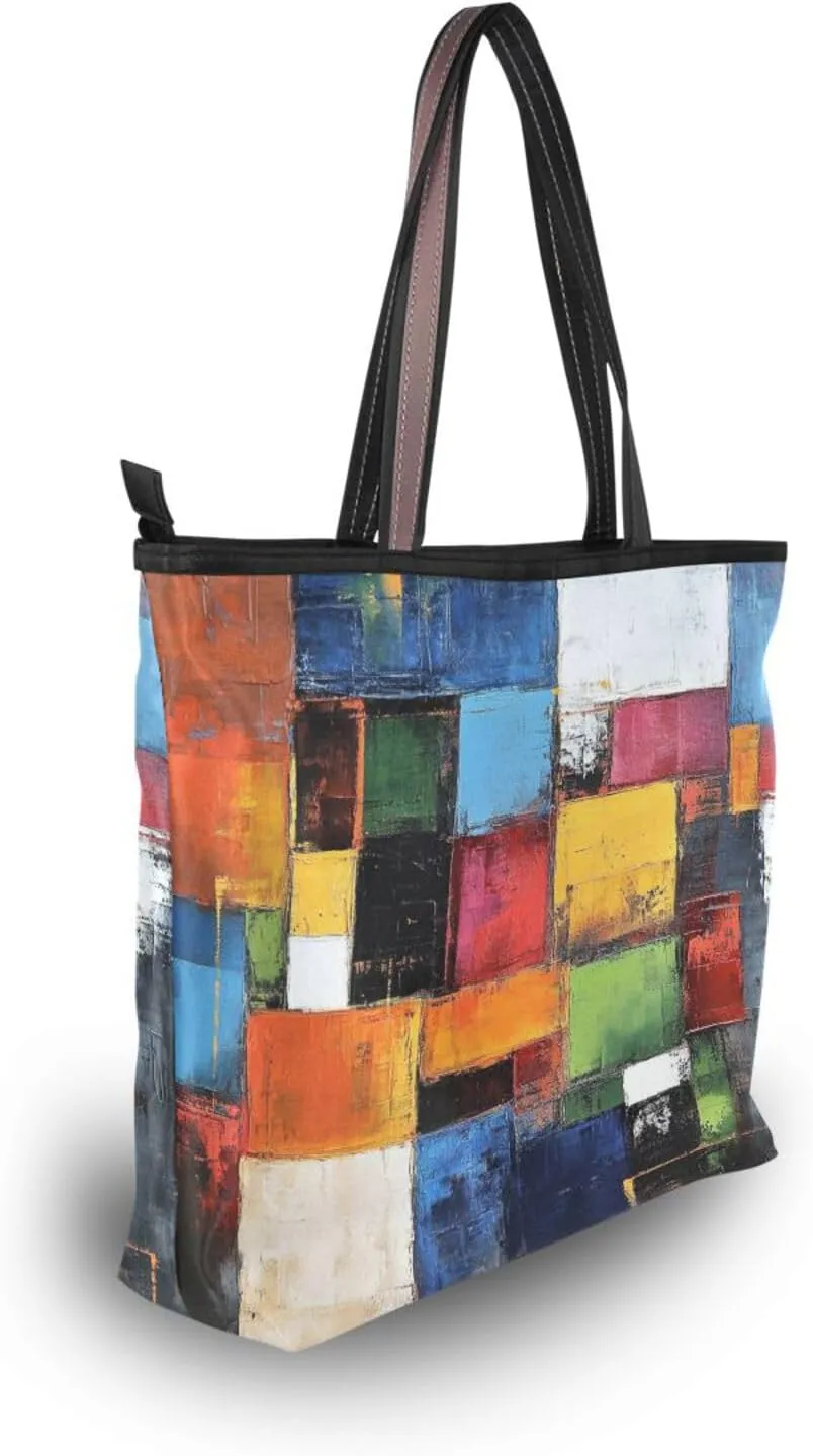 JSTEL Tote Bag for Women with Zipper,Polyester Tote Purse Holiday Tote Bag Work Handbag Women Gift