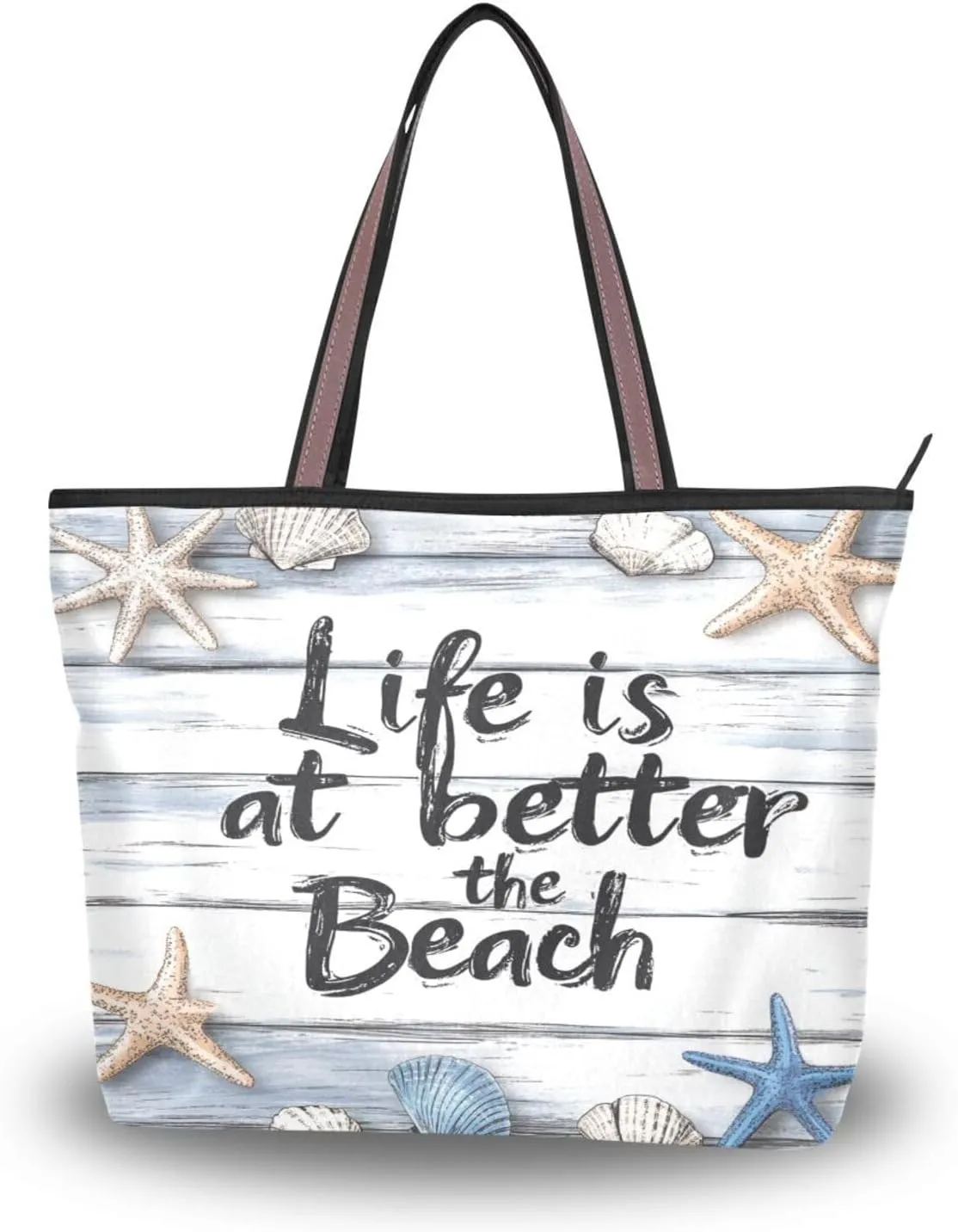 JSTEL Tote Bag for Women with Zipper,Polyester Tote Purse Holiday Tote Bag Work Handbag Women Gift