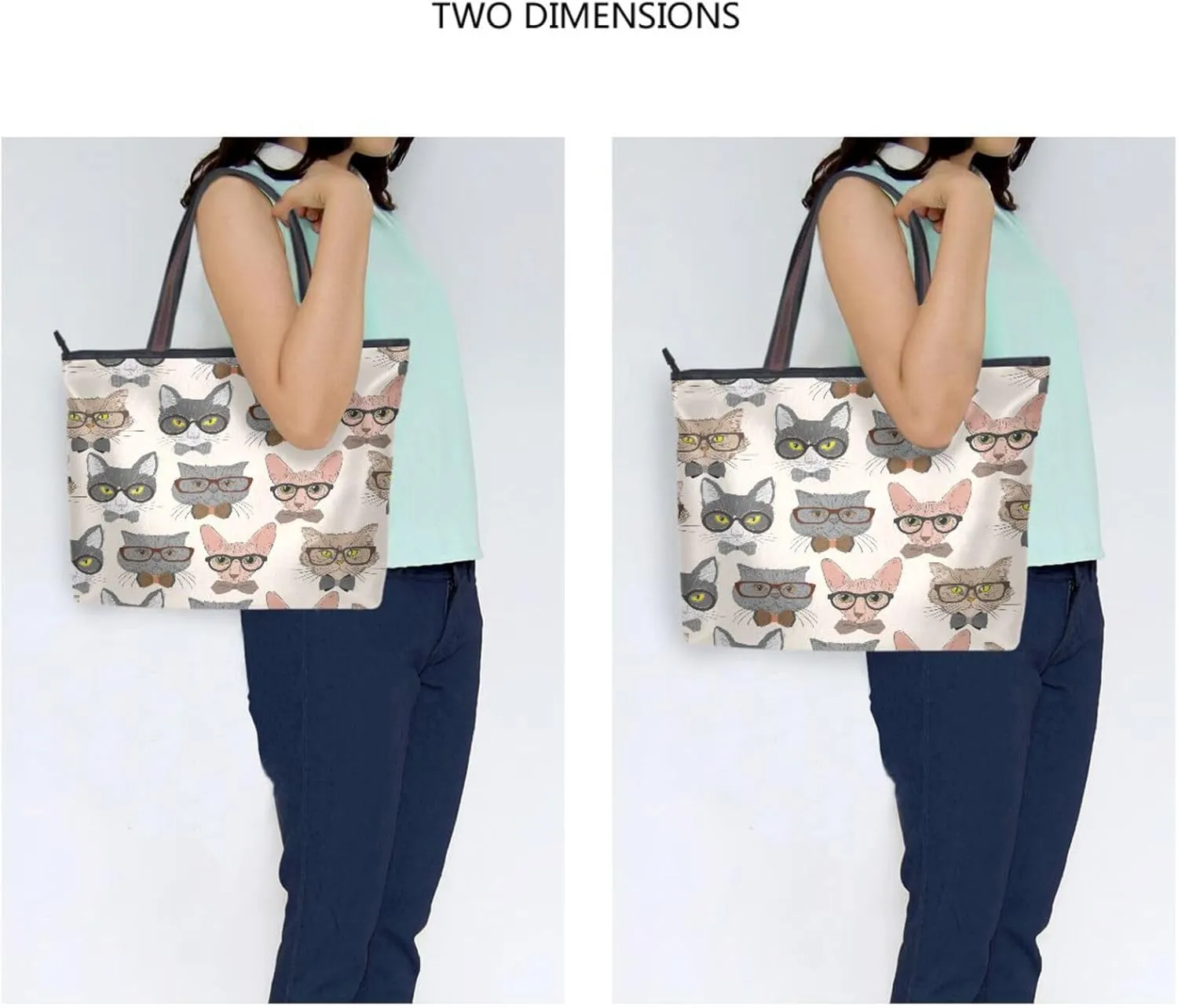 JSTEL Tote Bag for Women with Zipper,Polyester Tote Purse Holiday Tote Bag Work Handbag Women Gift