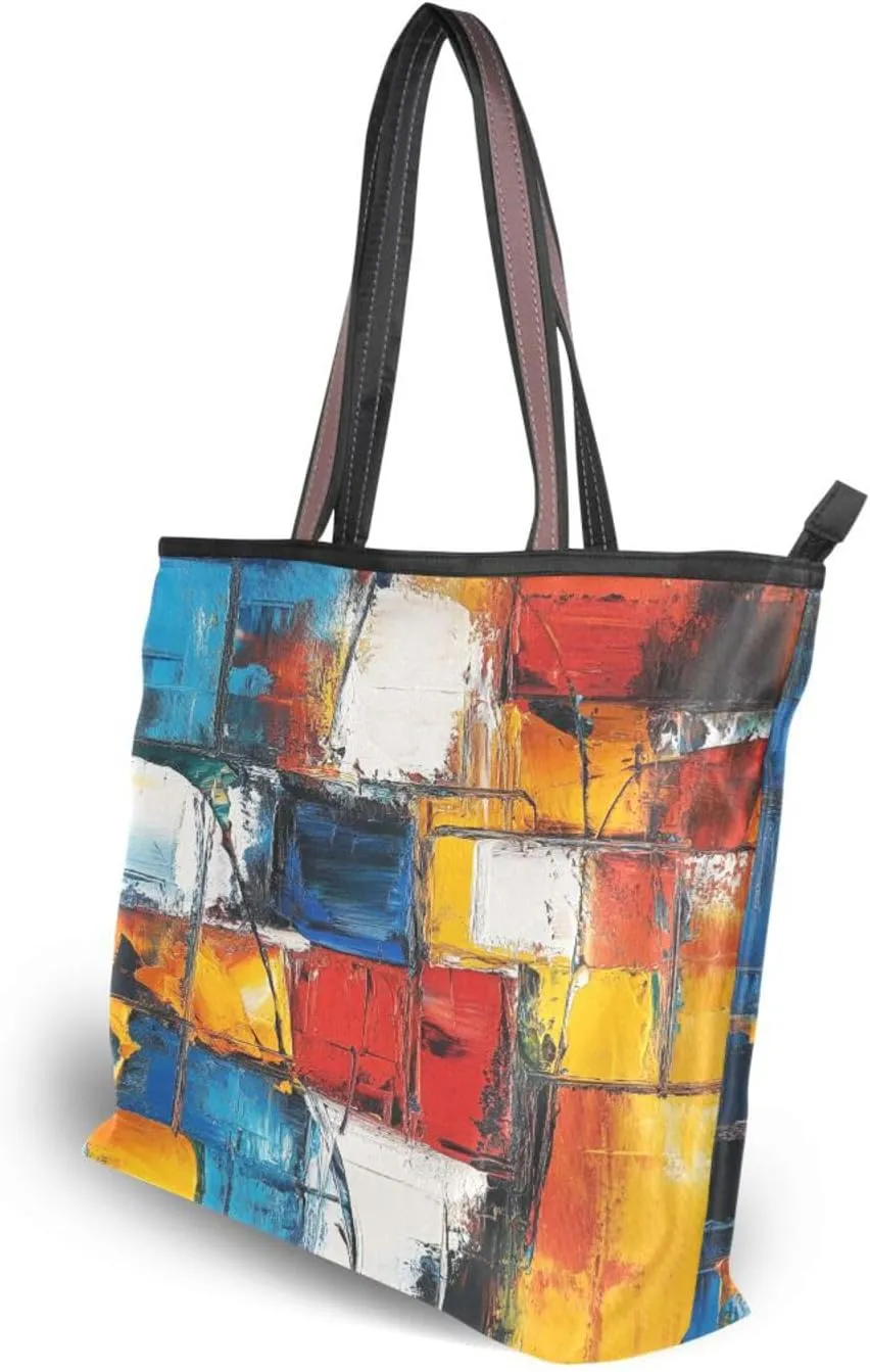 JSTEL Tote Bag for Women with Zipper,Polyester Tote Purse Holiday Tote Bag Work Handbag Women Gift