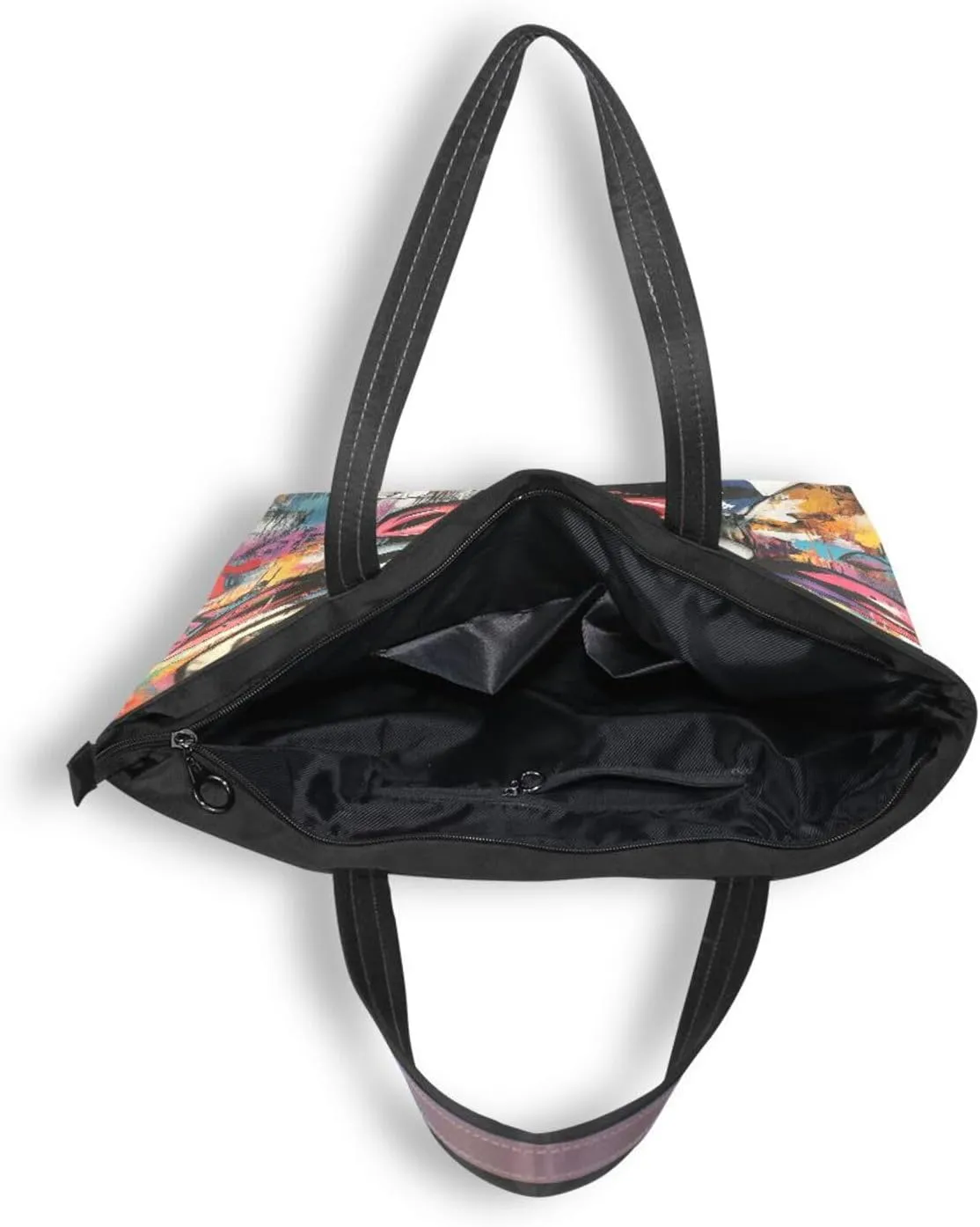 JSTEL Tote Bag for Women with Zipper,Polyester Tote Purse Holiday Tote Bag Work Handbag Women Gift