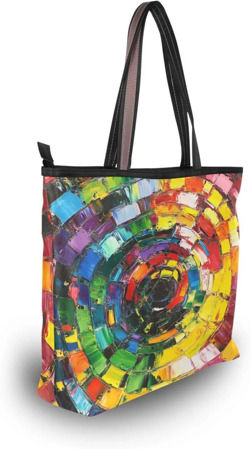 JSTEL Tote Bag for Women with Zipper,Polyester Tote Purse Holiday Tote Bag Work Handbag Women Gift