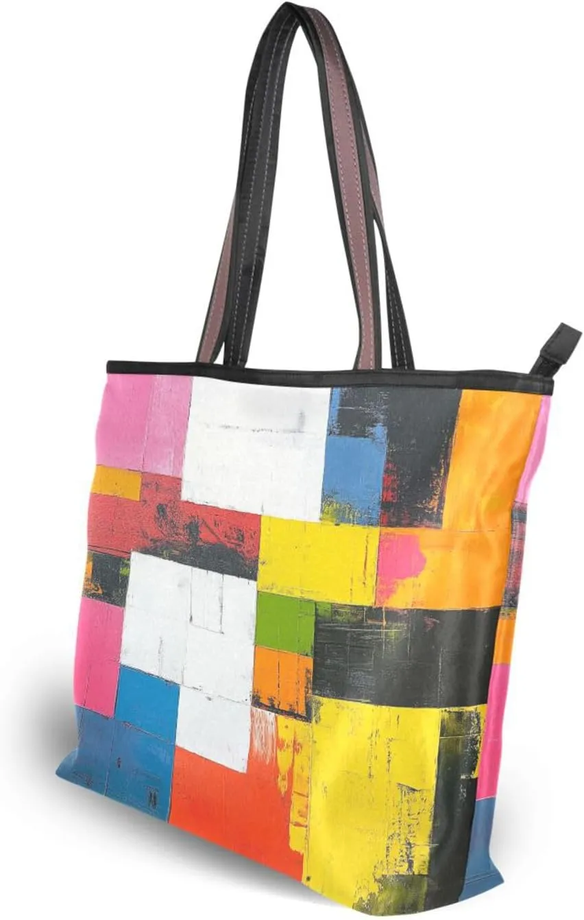 JSTEL Tote Bag for Women with Zipper,Polyester Tote Purse Holiday Tote Bag Work Handbag Women Gift