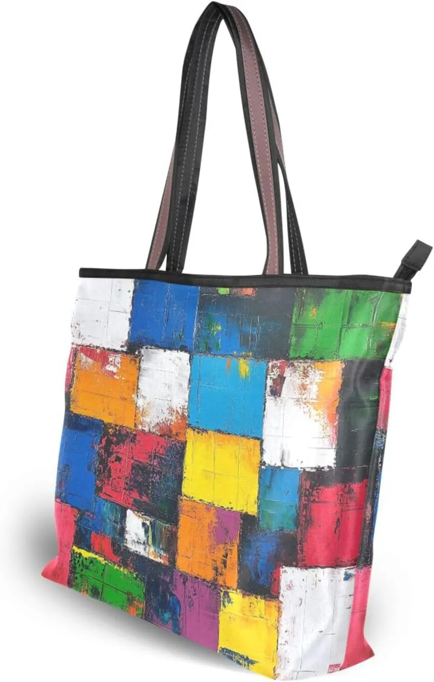 JSTEL Tote Bag for Women with Zipper,Polyester Tote Purse Holiday Tote Bag Work Handbag Women Gift