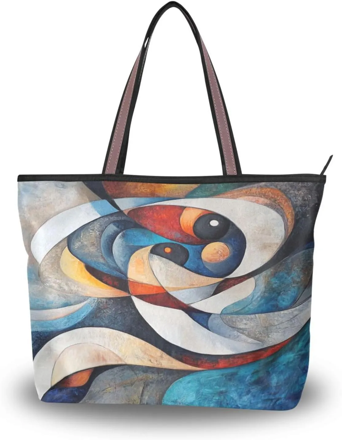 JSTEL Tote Bag for Women with Zipper,Polyester Tote Purse Holiday Tote Bag Work Handbag Women Gift