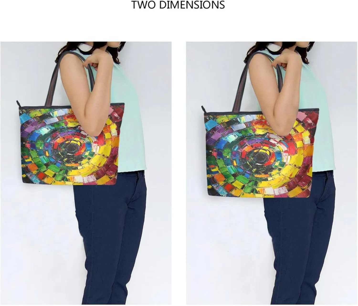 JSTEL Tote Bag for Women with Zipper,Polyester Tote Purse Holiday Tote Bag Work Handbag Women Gift