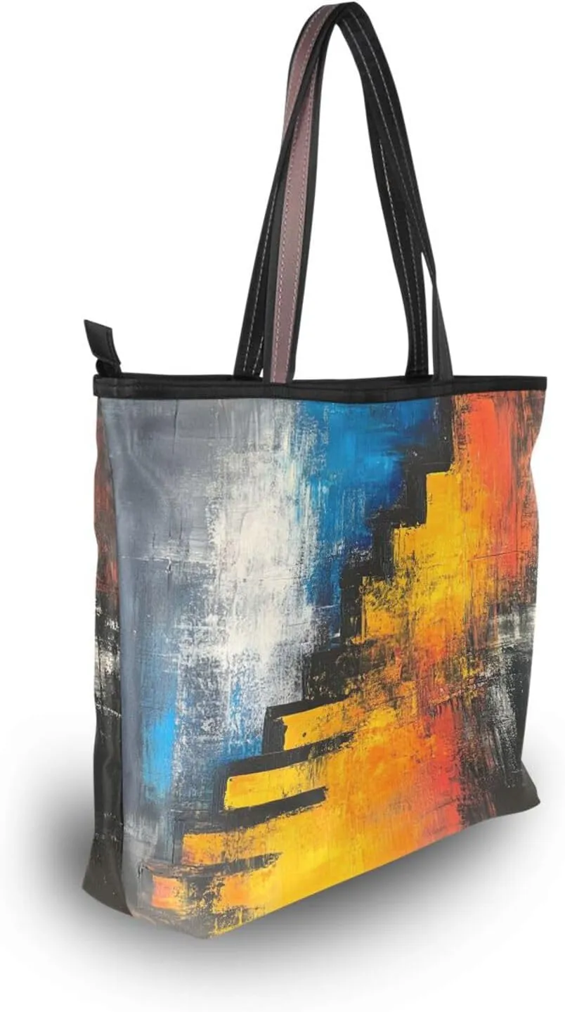 JSTEL Tote Bag for Women with Zipper,Polyester Tote Purse Holiday Tote Bag Work Handbag Women Gift