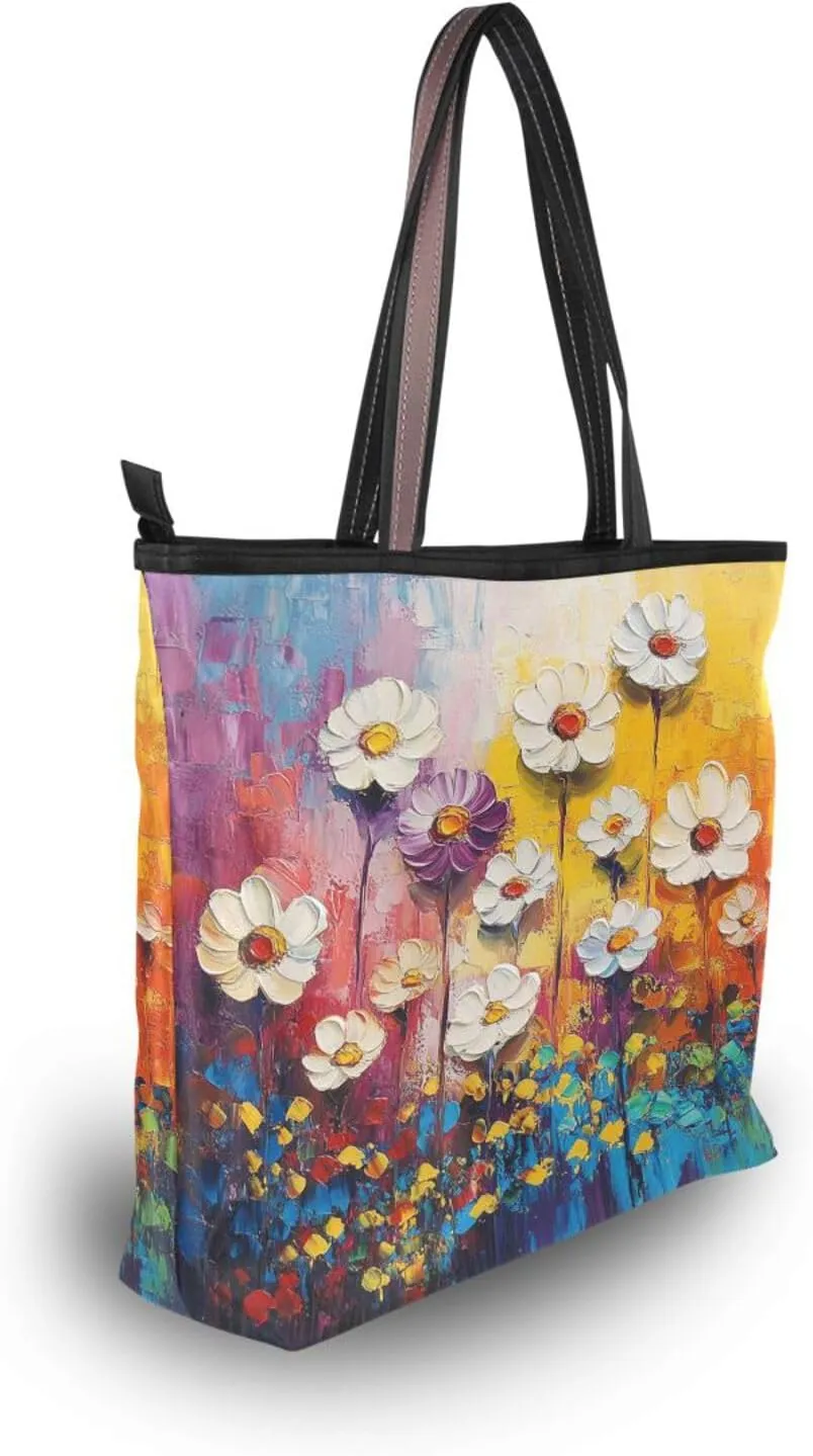 JSTEL Tote Bag for Women with Zipper,Polyester Tote Purse Holiday Tote Bag Work Handbag Women Gift