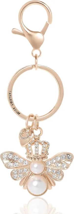 Juicy Couture Cute Keychains for Women, Gold-Tone Logo Key Chain with Clear Crystals, Purse Charms, Bag Charms, Juicy Gifts