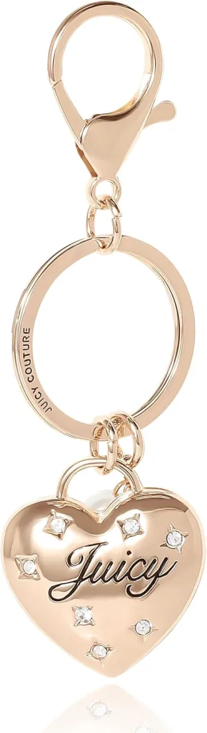 Juicy Couture Cute Keychains for Women, Gold-Tone Logo Key Chain with Clear Crystals, Purse Charms, Bag Charms, Juicy Gifts