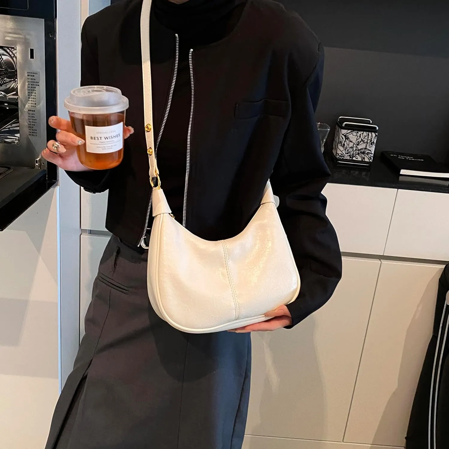 JYG Small Hobo Bags for Women Retro Crescent Shoulder Purse Fall Soft Crossbody Handbag 2025