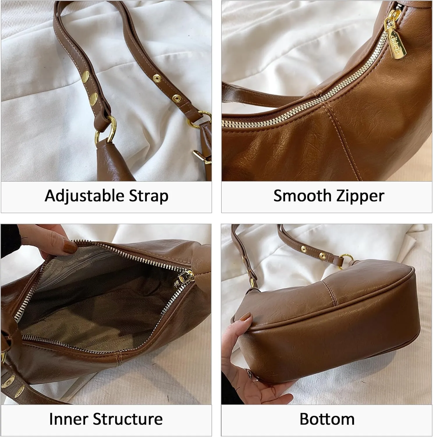 JYG Small Hobo Bags for Women Retro Crescent Shoulder Purse Fall Soft Crossbody Handbag 2025