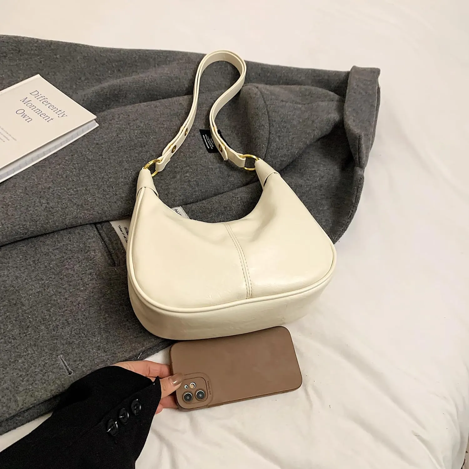 JYG Small Hobo Bags for Women Retro Crescent Shoulder Purse Fall Soft Crossbody Handbag 2025