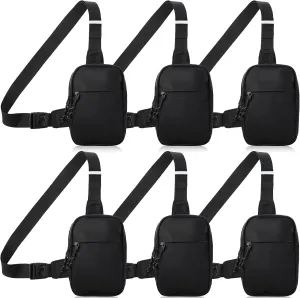 Kajaia 6 Pack Mini Crossbody Sling Bag for Men Dual Pocket with Buckle Adjustable Strap Water Resistant Chest Lightweight Casual Phone Bag for Workout Travelling Running