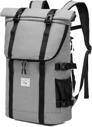 Kasqo Rolltop Backpack for Men, 17 Inch Laptop Backpacks Large Capacity Lightweight Water Resistant College Travel Daypack