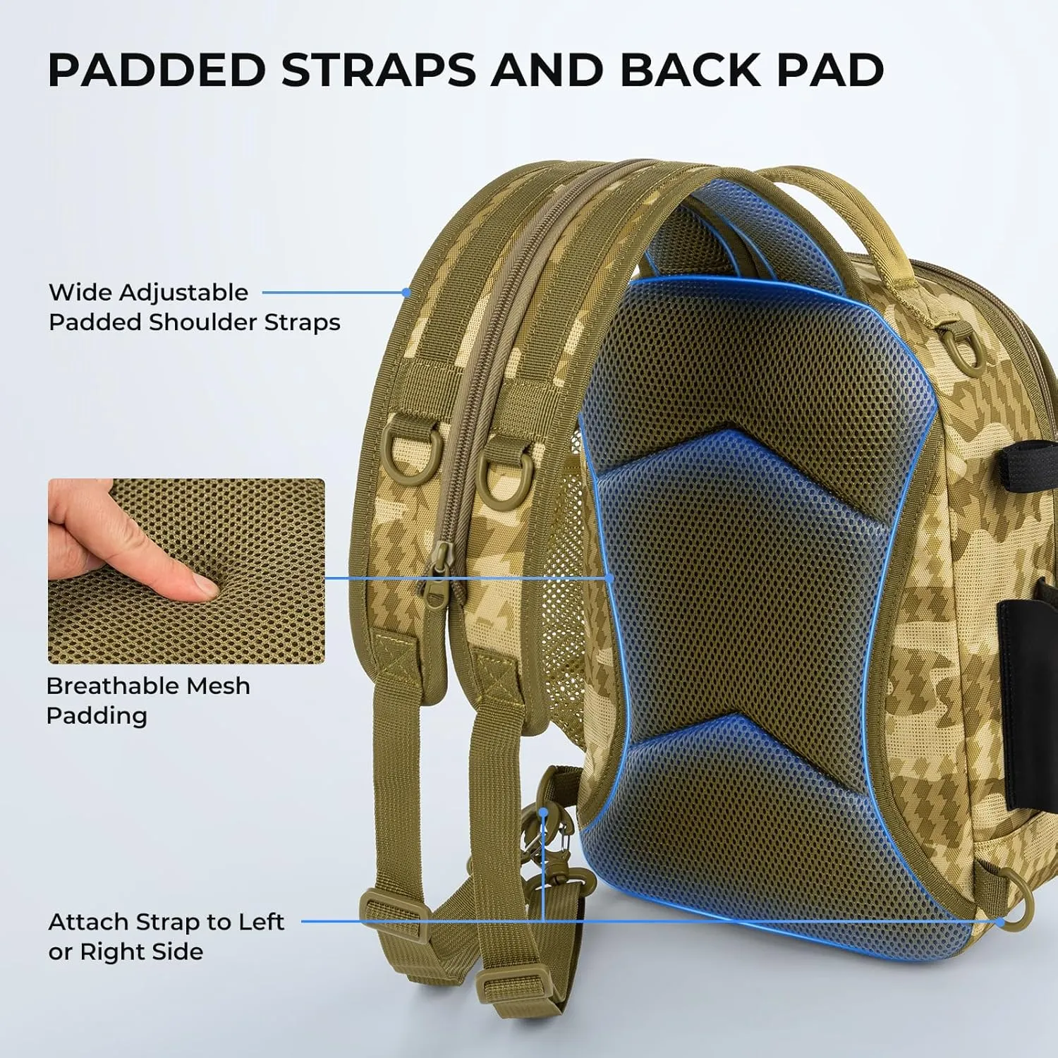 KastKing BaitSpace Fishing Sling Bag, Fishing Backpack with Rod & Beverage Holder, Tackle Bag for Fishing Gear