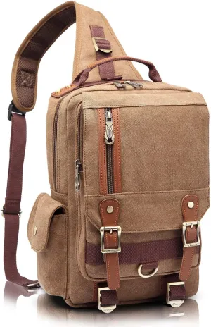 KAUKKO Canvas Messenger Bag Cross Body Shoulder Sling Backpack Travel Hiking Chest Bag
