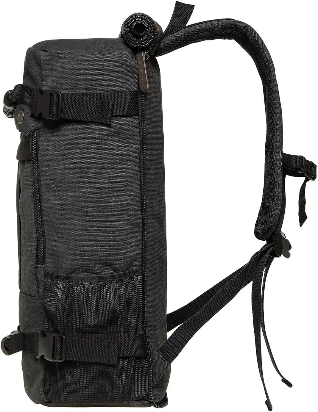 KAUKKO Canvas Travel Backpack Multi-Functional Bag Fits 17" Laptop, Large Capacity Hiking Backpack, Outdoor Casual Daypack BLACK,23.8L