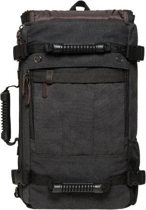 KAUKKO Canvas Travel Backpack Multi-Functional Bag Fits 17" Laptop, Large Capacity Hiking Backpack, Outdoor Casual Daypack BLACK,23.8L