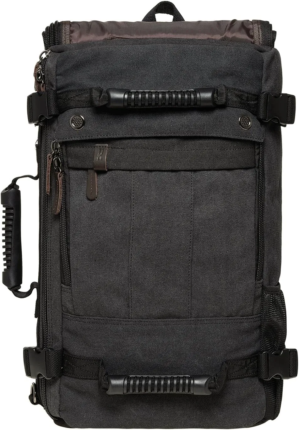 KAUKKO Canvas Travel Backpack Multi-Functional Bag Fits 17" Laptop, Large Capacity Hiking Backpack, Outdoor Casual Daypack BLACK,23.8L