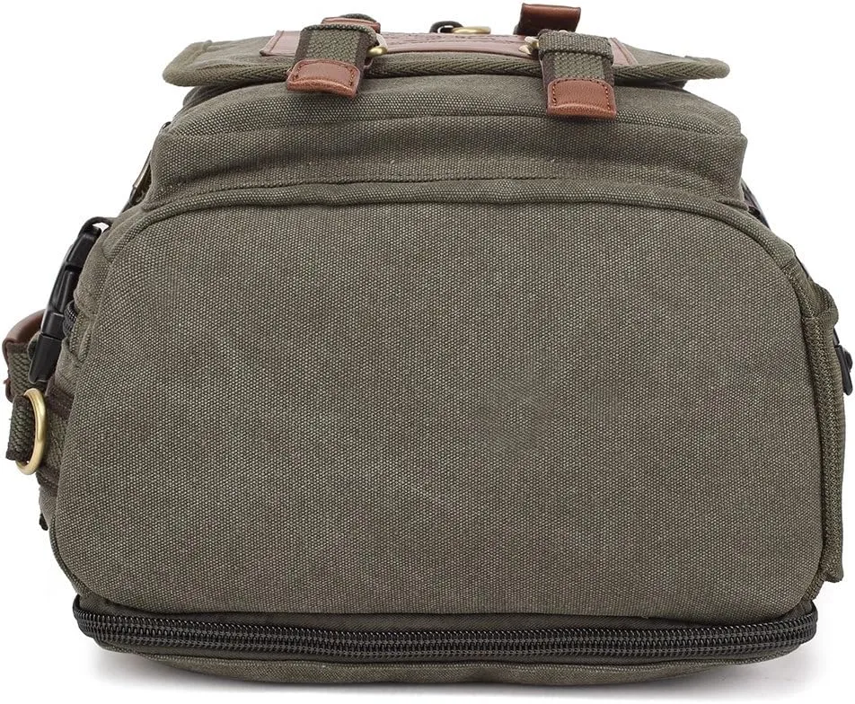 KAUKKO Outdoor Travel Men Backpack Hiking Camping Canvas Rucksack (Canvas Amygreen)
