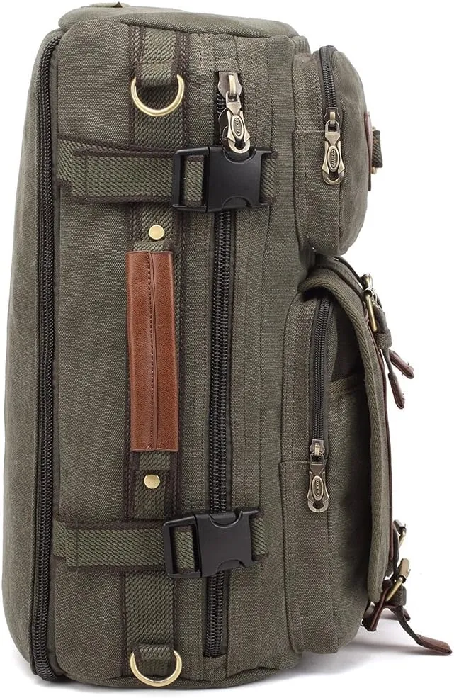 KAUKKO Outdoor Travel Men Backpack Hiking Camping Canvas Rucksack (Canvas Amygreen)