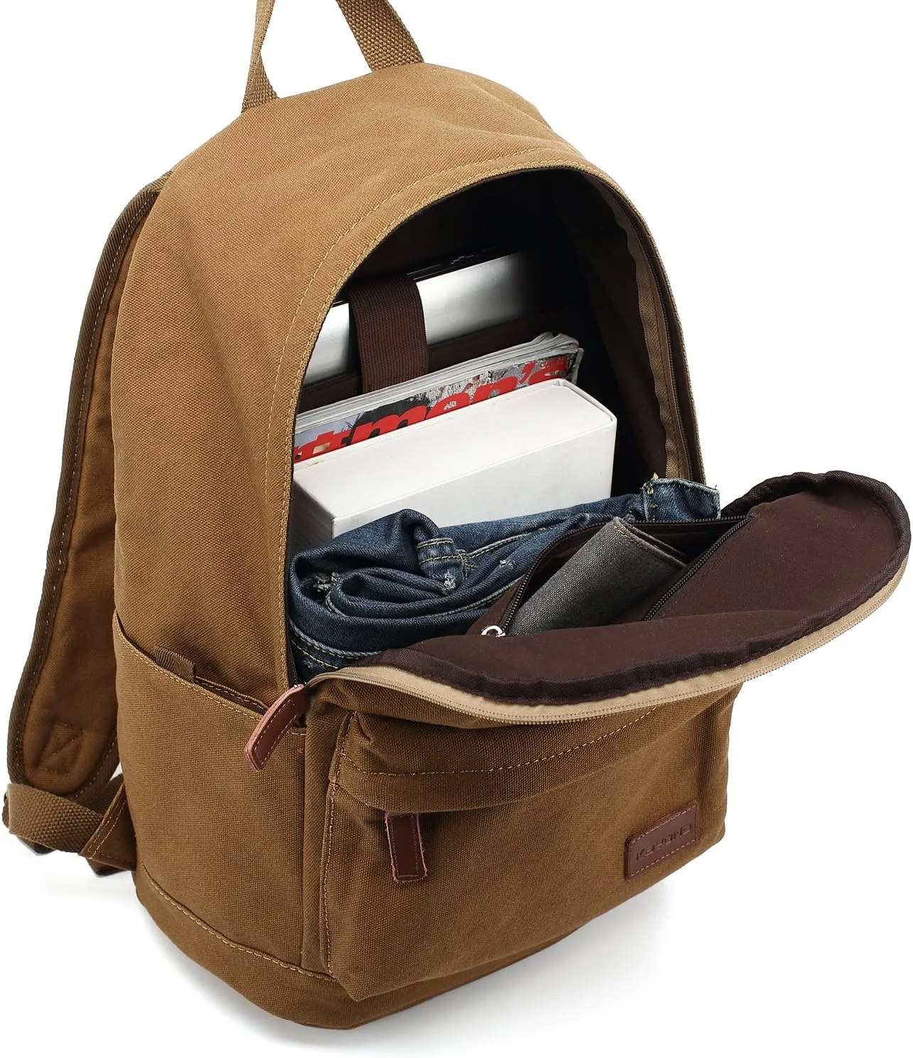 kayond Casual Style Lightweight canvas Laptop Bag/Durable Travel backpacks/Rucksack for Men&Women/Fashion Backpack Fits 15 inch Notebook (Brown)