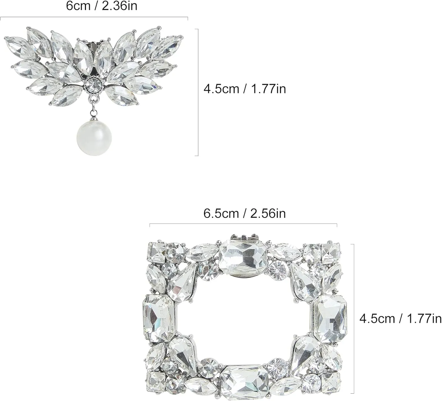 kilofly Elegant Rhinestone Crystal Metal Shoe Clips Wedding Party Set of 2 Pairs