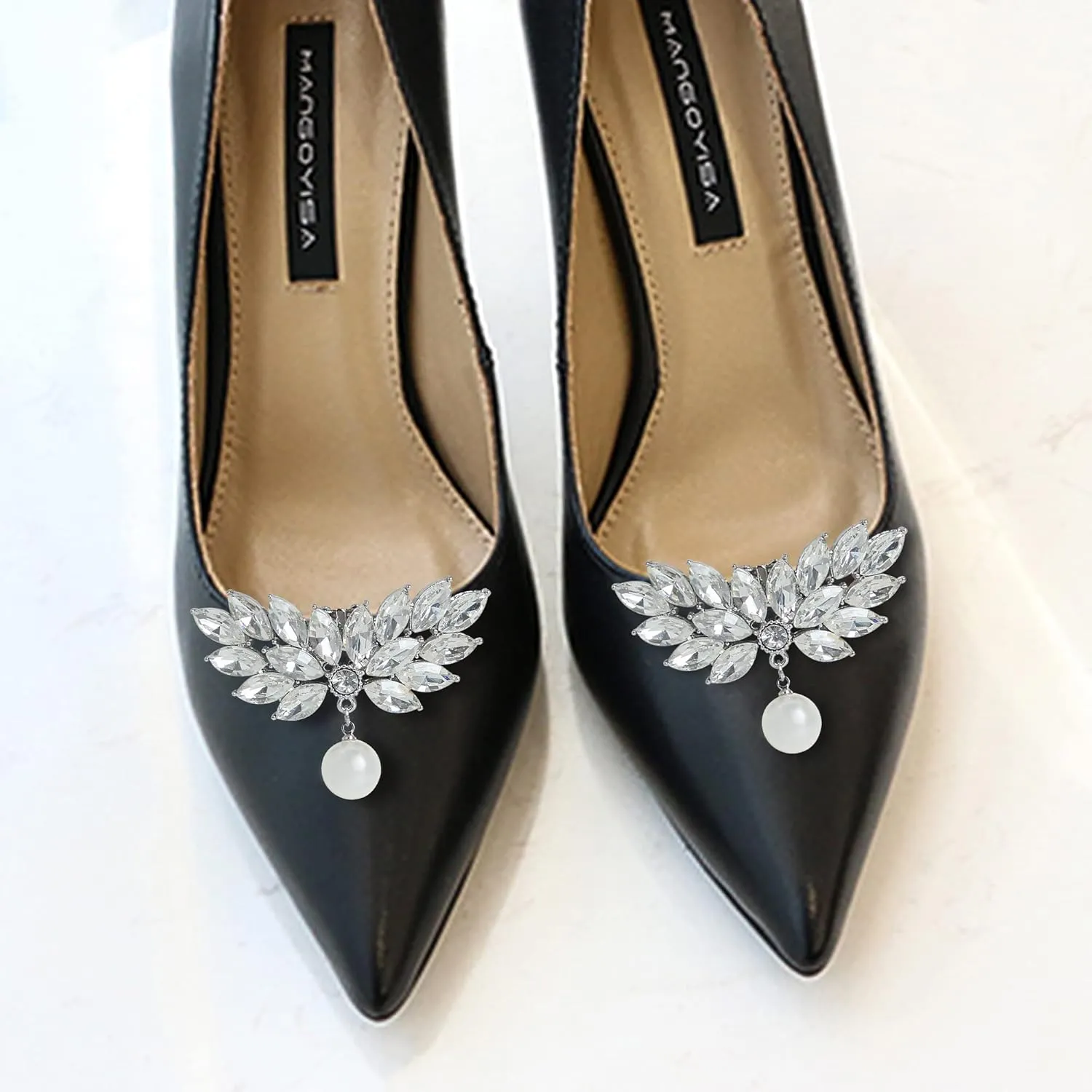 kilofly Elegant Rhinestone Crystal Metal Shoe Clips Wedding Party Set of 2 Pairs