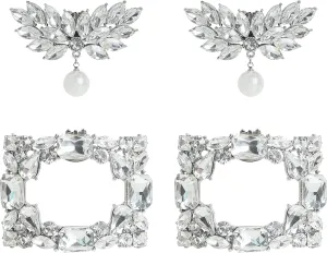kilofly Elegant Rhinestone Crystal Metal Shoe Clips Wedding Party Set of 2 Pairs