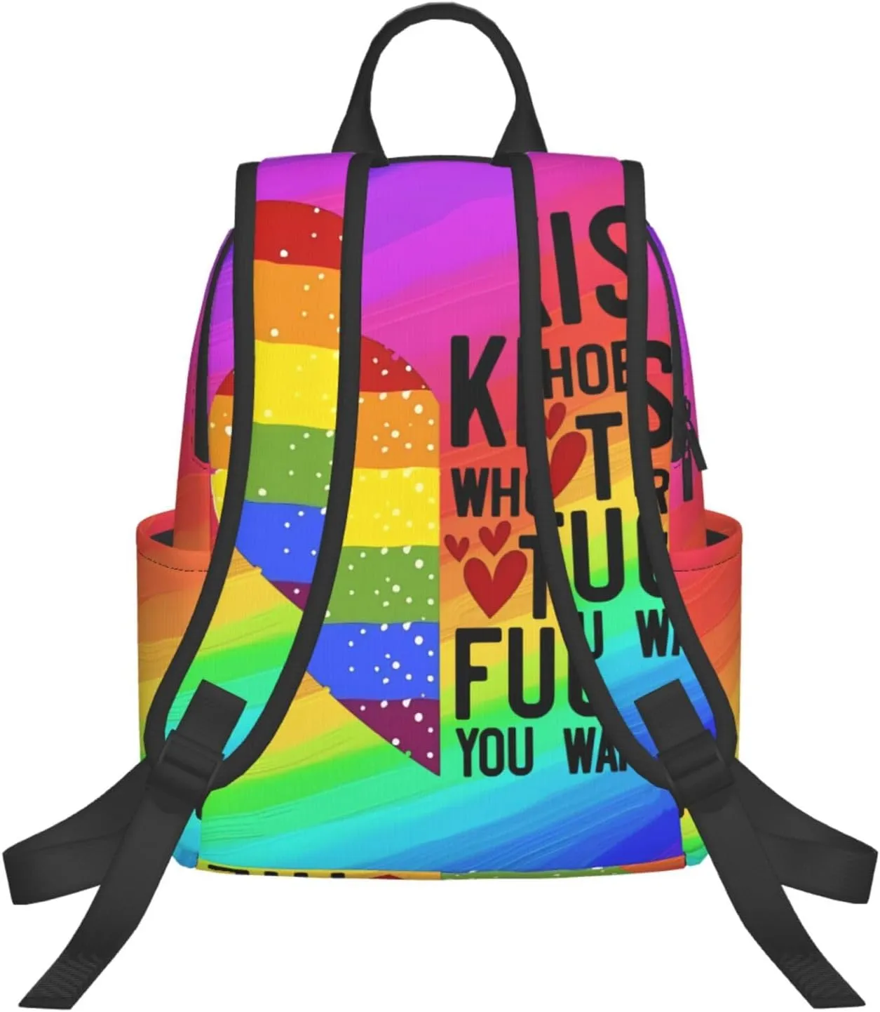 Kiss Whoever The Fuck You Want LGBT Rainbow Gay Pride Heart Travel Laptop Backpack Casual Backpacks Double Shoulder Daypack Notebook Rucksack Work Bags Sports Bag for Hiking Camping Beach
