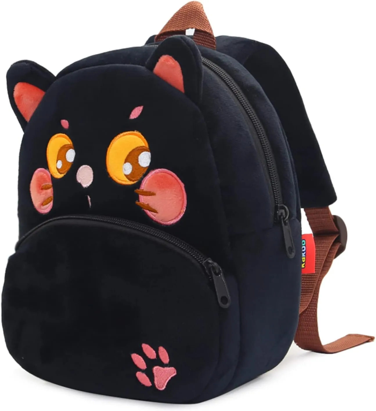 KISSOURBABY Cute Toddler Backpack,Cartoon Cute Animal Plush Backpack Toddler Mini School Bag for Kids Age 2-4 Years Old(Black Cat)