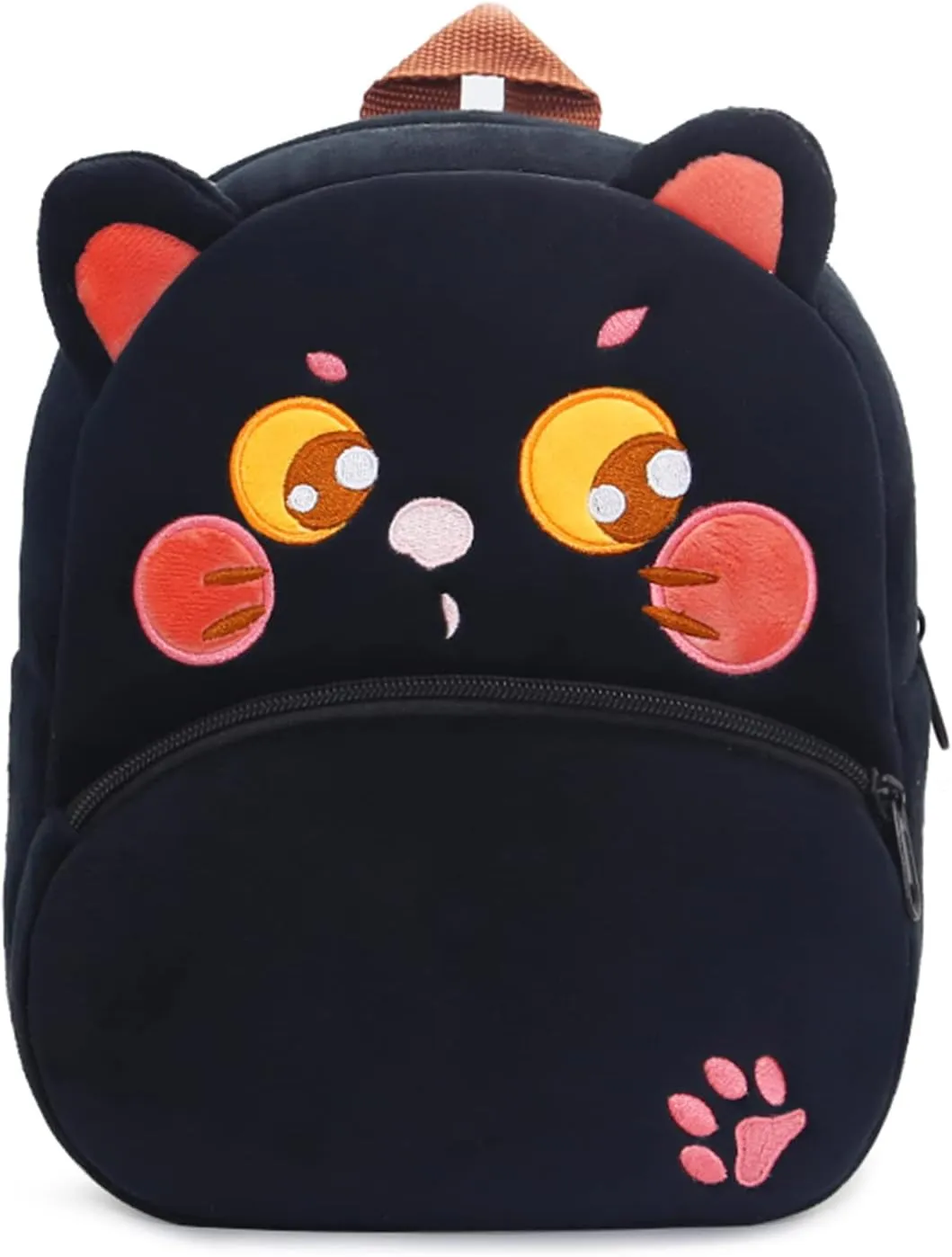 KISSOURBABY Cute Toddler Backpack,Cartoon Cute Animal Plush Backpack Toddler Mini School Bag for Kids Age 2-4 Years Old(Black Cat)